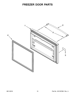 Freezer Door Parts Diagram and Parts List for KRFC300EBS01  Whirlpool Refrigerator