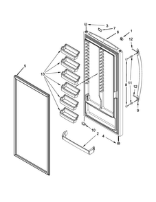 Door Parts Diagram and Parts List for EV201NZTQ03  Whirlpool Freezer
