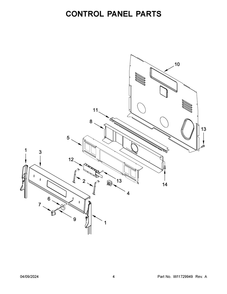 Control Panel Parts Diagram and Parts List for YWFE775H0HB5  Whirlpool Range