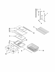 Shelf Parts Diagram and Parts List for 59669912012  Kenmore Refrigerator