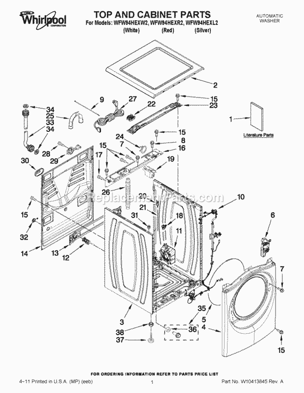 Part Location Diagram of W10339734 Whirlpool HARNS-WIRE