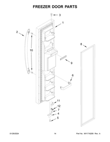 Freezer Door Parts Diagram and Parts List for WRS335SDHB07  Whirlpool Refrigerator