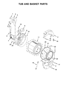 Tub And Basket Parts Diagram and Parts List for CHW9160GW0  Whirlpool Washer