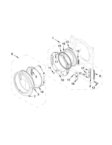 Door Parts Diagram and Parts List for WGD98HEBU0  Whirlpool Dryer