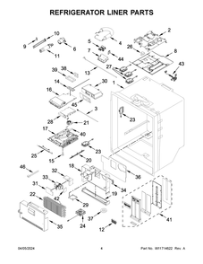 Refrigerator Liner Parts Diagram and Parts List for WRMF7736PZ00  Whirlpool Refrigerator