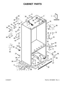 Cabinet Parts Diagram and Parts List for KBBR206EPA01  KitchenAid Refrigerator