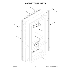 Cabinet Trim Parts Diagram and Parts List for KBFN502EPA06  KitchenAid Refrigerator