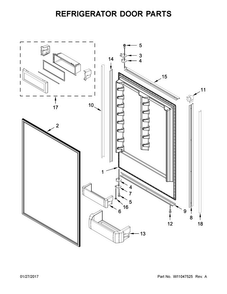 Refrigerator Door Parts Diagram and Parts List for KBBR306EPA01  KitchenAid Refrigerator