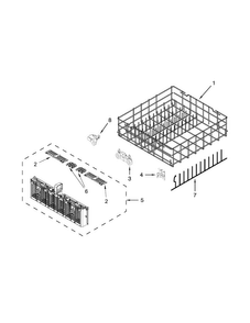 Lower Rack Parts Diagram and Parts List for WDF760SADM2  Whirlpool Dishwasher