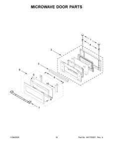 09 - Microwave Door Parts Diagram and Parts List for JMW3430LL04  Whirlpool Microwave Oven Combo