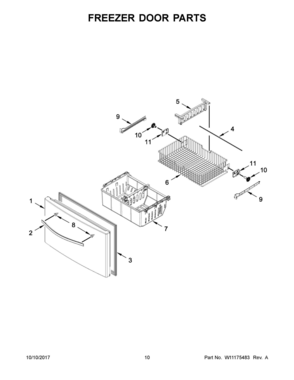 06 - FREEZER DOOR PARTS Diagram and Parts List for WRF555SDFZ04  Whirlpool Refrigerator
