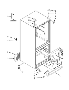 Cabinet Parts Diagram and Parts List for WRF560SFYB02  Whirlpool Refrigerator