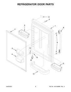 Refrigerator Door Parts Diagram and Parts List for ABB2224BRB03  Whirlpool Refrigerator