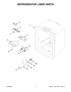Refrigerator Liner Parts Diagram and Parts List for WRB329DMBB05  Whirlpool Refrigerator