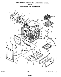 Body Diagram and Parts List for F8958*0  Roper Range