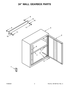 24-Inch Wall Gearbox Parts Diagram and Parts List for GAWG241DRG01  Whirlpool Cabinet