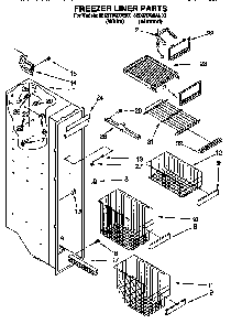Freezer Liner Diagram and Parts List for 8ED27DQXAB00  Whirlpool Refrigerator