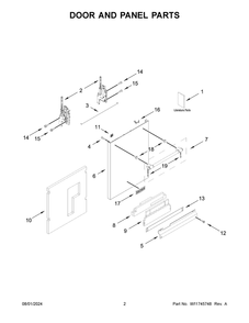 02 - Door And Panel Parts Diagram and Parts List for MDB9979SKZ3  Whirlpool Dishwasher