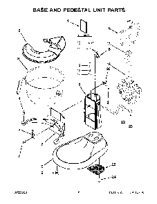 Base And Pedestal Unit Parts Diagram and Parts List for 5KSM7591XDWH0  KitchenAid Mixer