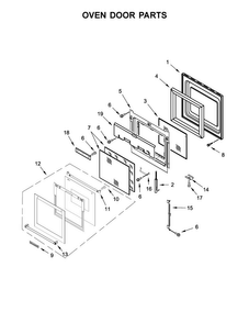 Oven Door Parts Diagram and Parts List for KODC304EBL00  KitchenAid Wall Oven