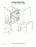 TUB AND FRAME PARTS Diagram and Parts List for GU3000XTXS1  Whirlpool Dishwasher