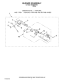 BURNER ASSEMBLY Diagram and Parts List for WGD8200YW2  Whirlpool Dryer