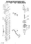 MOTOR AND ICE CONTAINER PARTS Diagram and Parts List for KSRX25FTSS01  KitchenAid Refrigerator