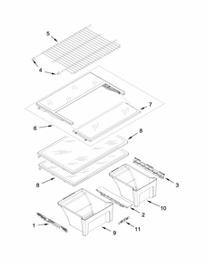 Shelf Parts Diagram and Parts List for GARF19XXYK01  Whirlpool Refrigerator