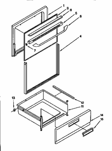 Door And Drawer Diagram and Parts List for RF302BXDQO  Whirlpool Range