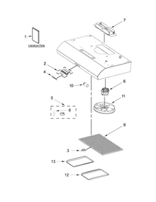 Hood Parts Diagram and Parts List for UXT5230AYB1  Whirlpool Range Hood
