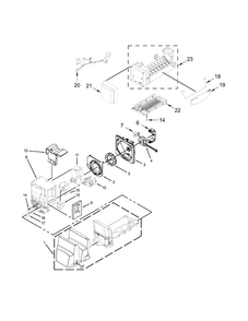 Icemaker And Ice Container Parts Diagram and Parts List for WRF555SDFZ00  Whirlpool Refrigerator