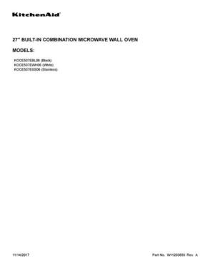 01 - Cover Sheet Diagram and Parts List for KOCE507EWH06  KitchenAid Microwave Oven Combo