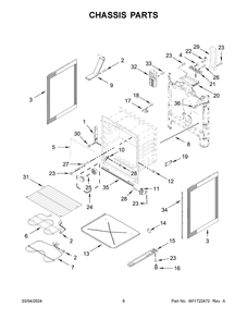 Chassis Parts Diagram and Parts List for WFES3330RS0  Whirlpool Range