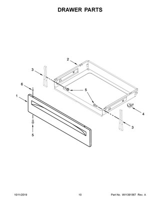 Drawer Parts Diagram and Parts List for WFE525S0JT0  Whirlpool Range