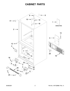 Cabinet Parts Diagram and Parts List for WRB119WFBM03  Whirlpool Refrigerator