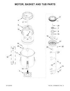 Motor, Basket And Tub Parts Diagram and Parts List for WTW8040DW1  Whirlpool Washer