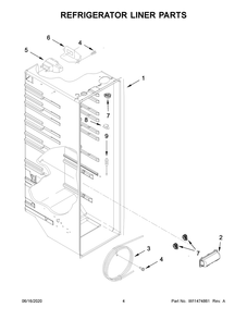 Refrigerator Liner Parts Diagram and Parts List for WRS335SDHW03  Whirlpool Refrigerator
