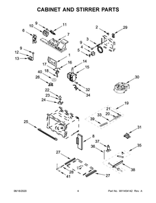 Cabinet And Stirrer Parts Diagram and Parts List for KOCE500EBS11  Whirlpool Microwave Oven Combo