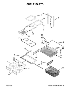 Shelf Parts Diagram and Parts List for 5GBB1958EW00  Whirlpool Refrigerator
