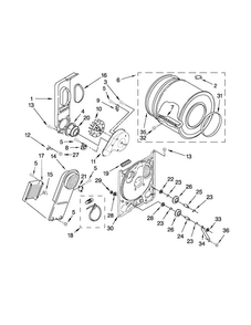 Bulkhead Parts Diagram and Parts List for 11060022011  Kenmore Dryer