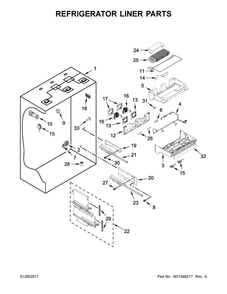 Refrigerator Liner Parts Diagram and Parts List for KBFN402ESS02  KitchenAid Refrigerator