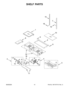 08 - Shelf Parts Diagram and Parts List for WRFF3436RZ00  Whirlpool Refrigerator