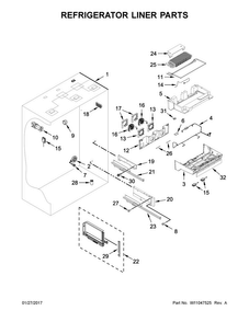 Refrigerator Liner Parts Diagram and Parts List for KBBR306EPA01  KitchenAid Refrigerator