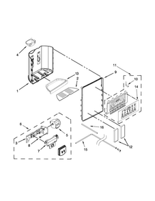 Dispenser Parts Diagram and Parts List for WRS973CIDM00  Whirlpool Refrigerator