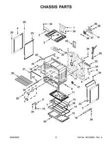 Chassis Parts Diagram and Parts List for WFG550S0HZ3  Whirlpool Range