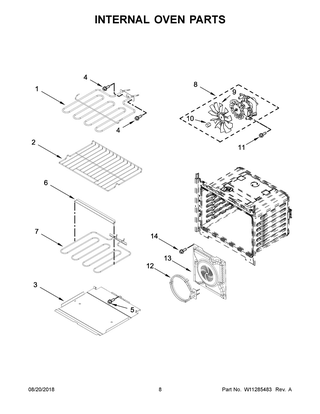 Internal Oven Parts Diagram and Parts List for WOC75EC0HS01  Whirlpool Microwave Oven Combo