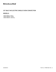 Cover Sheet Diagram and Parts List for KEBS109BBL01  KitchenAid Wall Oven