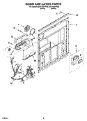 DOOR AND LATCH PARTS Diagram and Parts List for DU1148XTPB3  Whirlpool Dishwasher