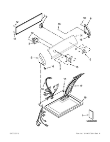 Top And Console Parts Diagram and Parts List for 1107192311  Kenmore Dryer