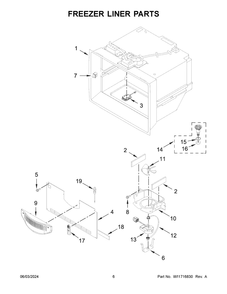 Freezer Liner Parts Diagram and Parts List for WRF757SDHZ05  Whirlpool Refrigerator